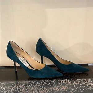 Jimmy Choo Dark Teal Suede Heels